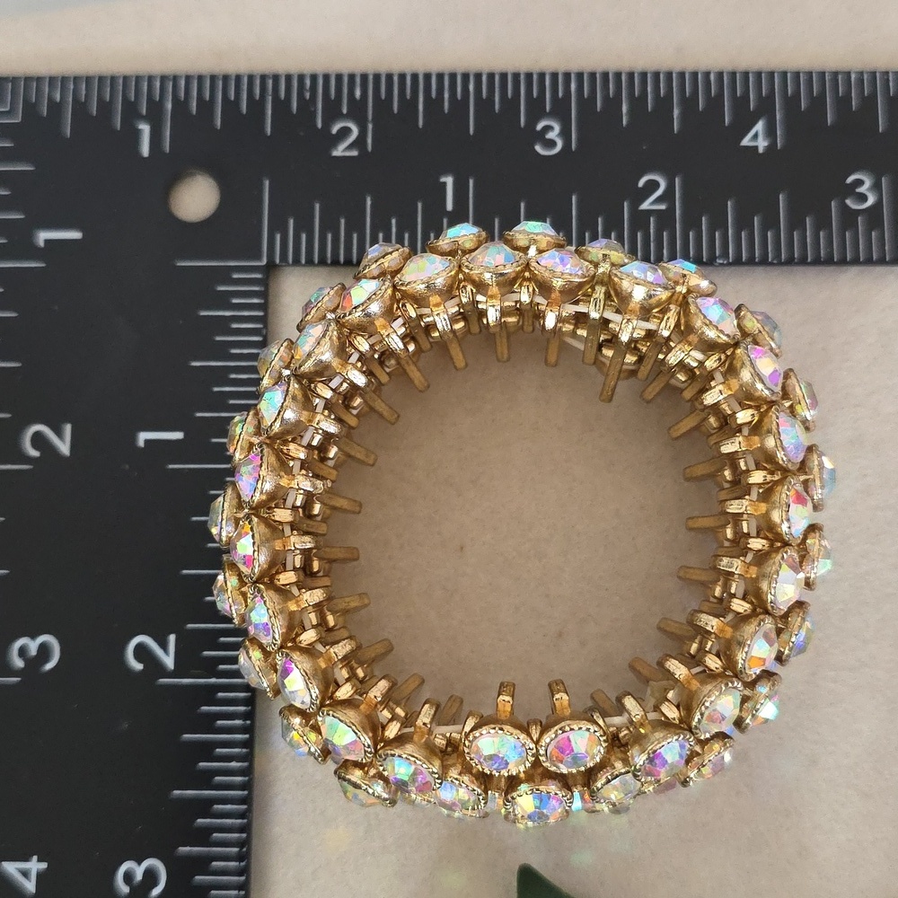 Statement Gold with AB Crystals Stretch  Bracelet - Picture 10 of 11